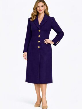 Harvé Benard Purple Wool Coat – Petite Size 6 (NWT)
